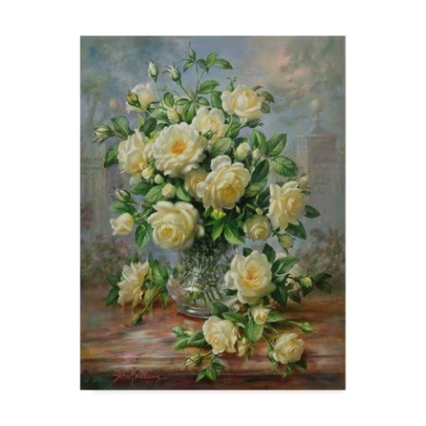 Albert Williams 'Princess Diana Roses in a Cut Glass Vase' Canvas Art, 18x24, Trademark Fine Art, Mfr#: BL01824-C1824GG